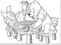A coloring page of winnie the pooh - group